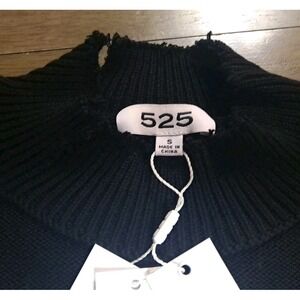 NWT 525‎ America Black Distressed Long Sleeve Cropped Sweater Size Small